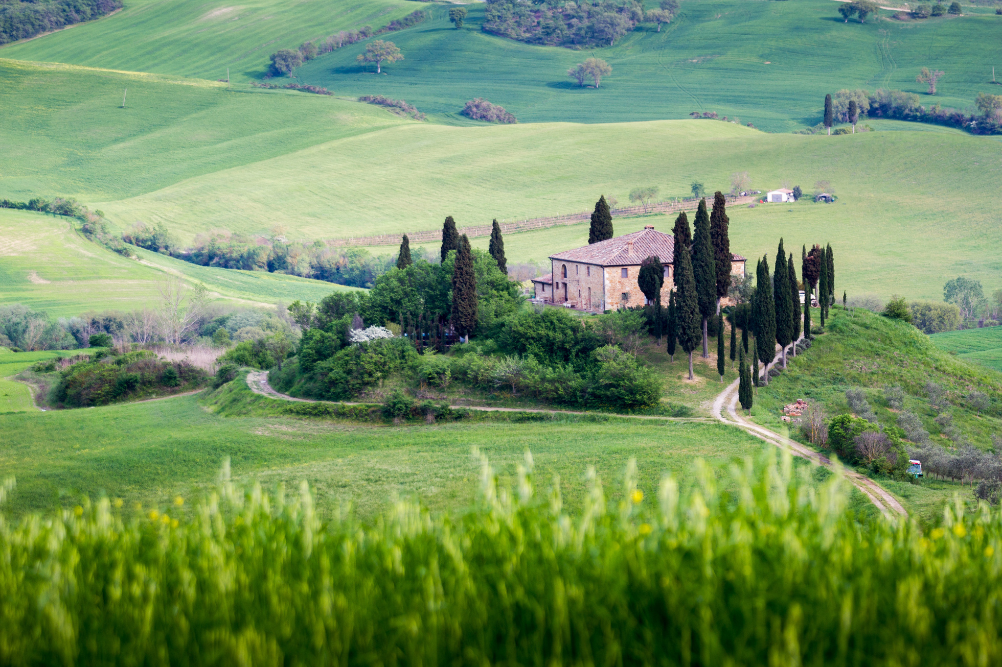 Tuscany, isolated country house, italian landscape