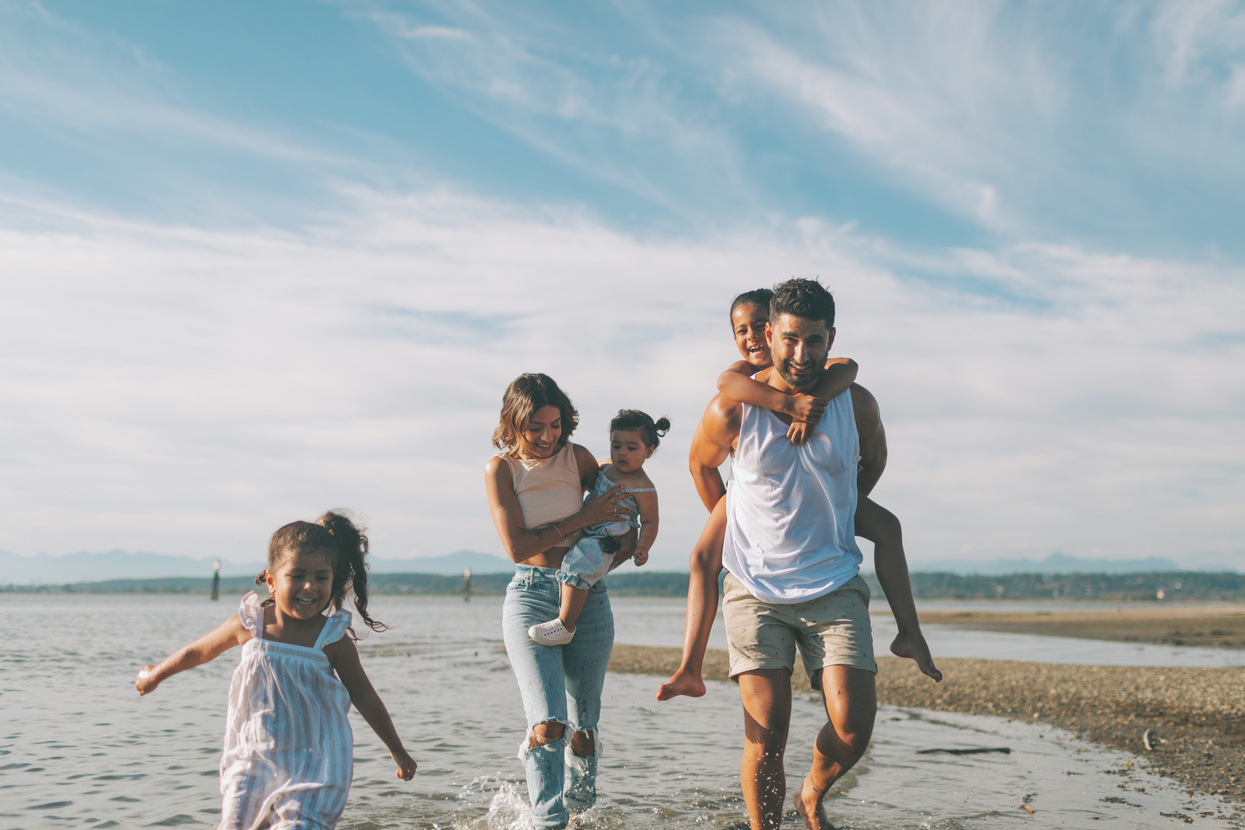 Family with Kids at the Beach